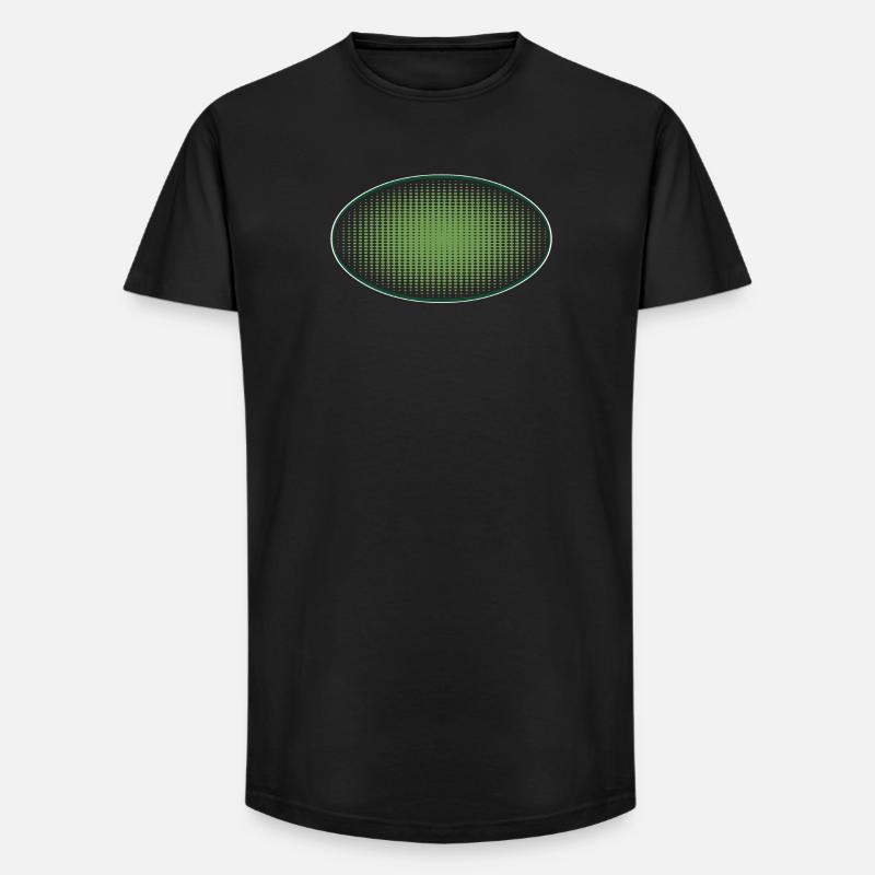 Oval grün gepunktet, mit Rahmen - Long Fit Männer T-Shirt - Schwarz