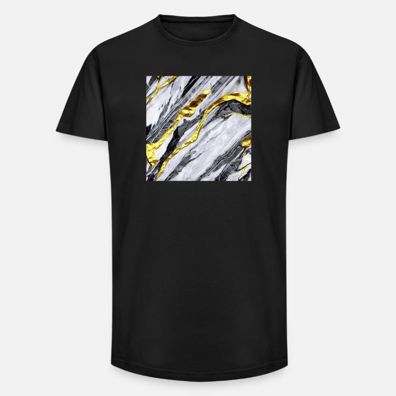 Marmorgold Struktur - Long Fit Männer T-Shirt - Schwarz