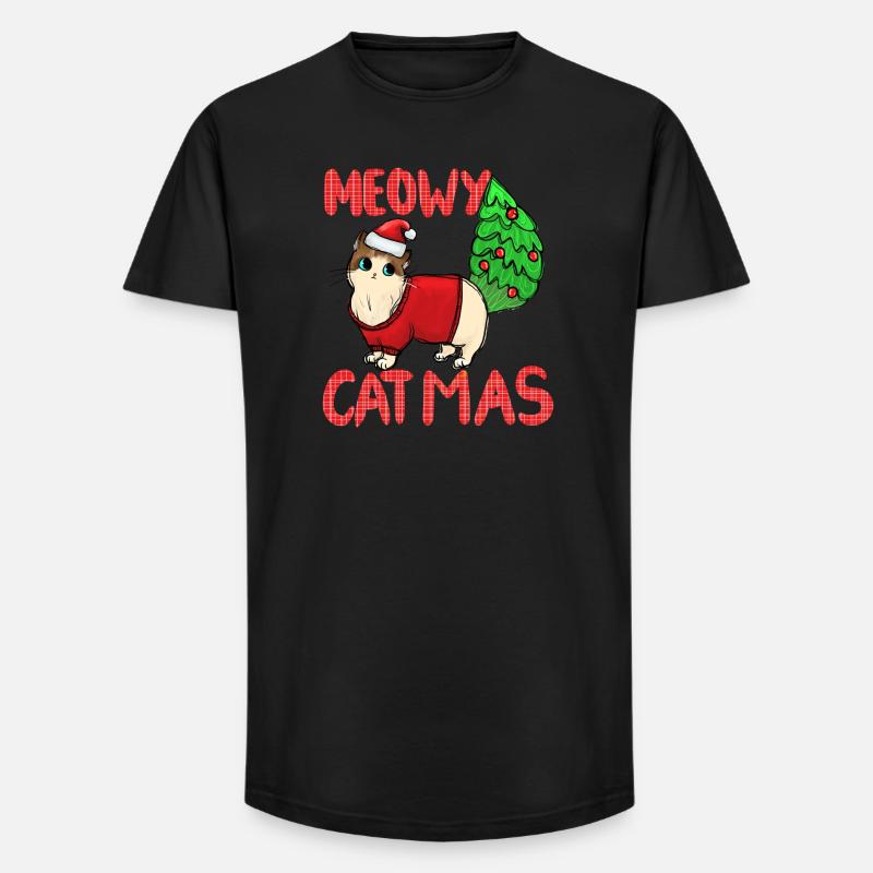 Pull de Noël Catmas Cat Meowy - T-shirt coupe longue homme - noir