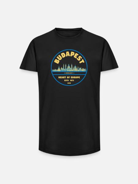 Budapest Skyline Emblem Heart of Europe - Long Fit Men's T-Shirt - black