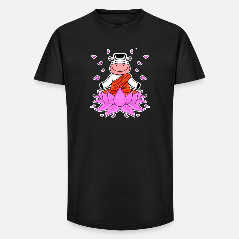 Yoga Kuh - Long Fit Männer T-Shirt - Schwarz