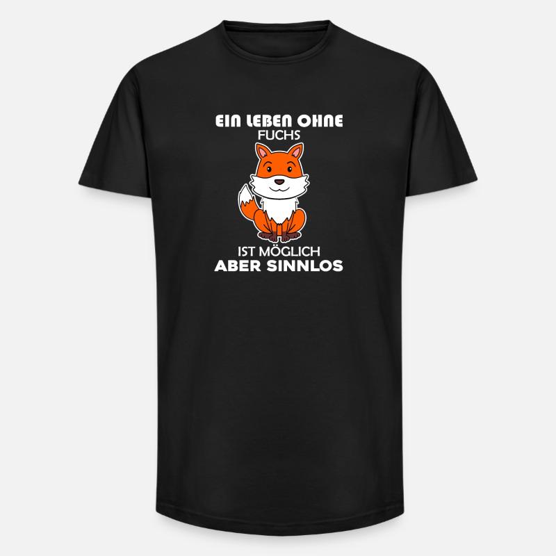 Fuchs Tier Wald Wildtier - Long Fit Männer T-Shirt - Schwarz