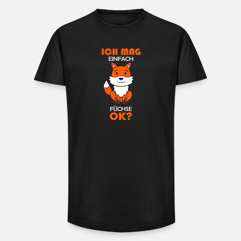 Fuchs Tier Wald Wildtier - Long Fit Männer T-Shirt - Schwarz
