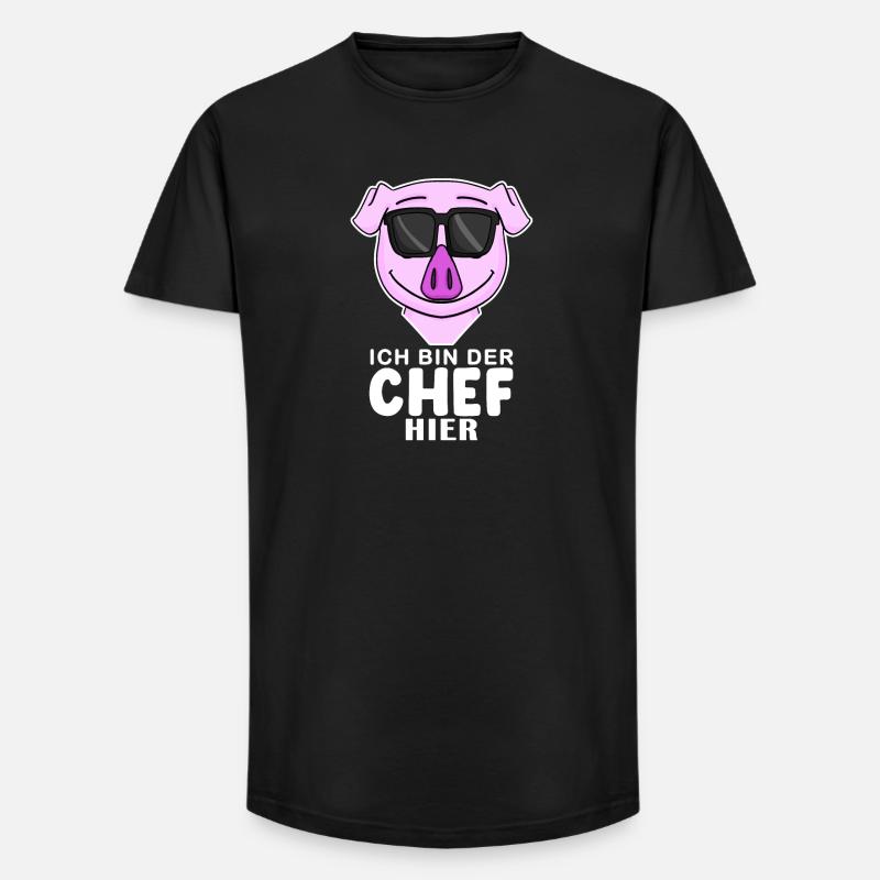 Cool Schwein Chef - Long Fit Männer T-Shirt - Schwarz