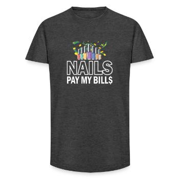 Nails Pay My Bills Manicure - Long Fit Men's T-Shirt - charcoal grey - Front - AI Model Male 185 light (185cm)
