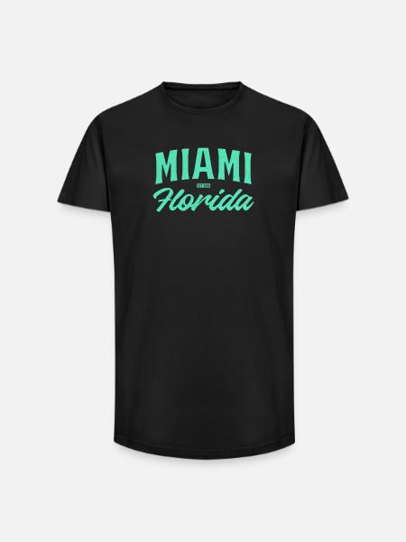 Miami Florida Teal Font - Long Fit Men's T-Shirt - black