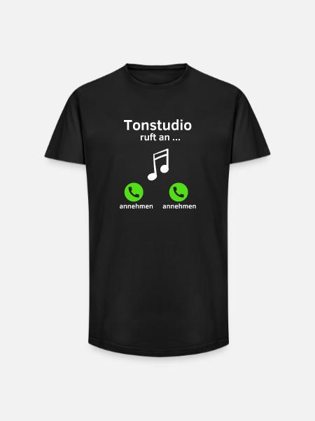 Tonstudio ruft an - annehmen oder annehmen? - Long Fit Männer T-Shirt - Schwarz
