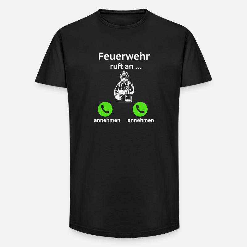 Feuerwehr ruft an - annehmen oder annehmen? - Long Fit Männer T-Shirt - Schwarz