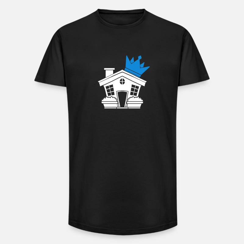 Haus Dach - Long Fit Männer T-Shirt - Schwarz