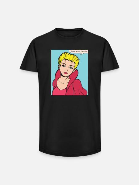 Queen Without King Pop Art - Long Fit Men's T-Shirt - black