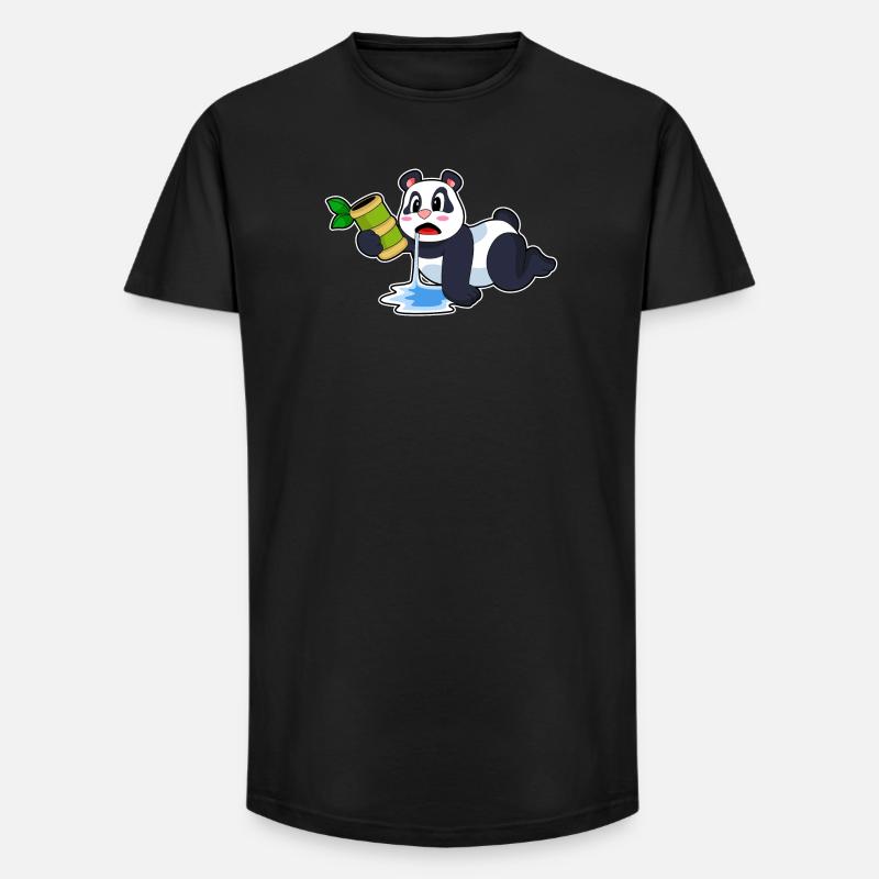 Panda Bambus - Long Fit Männer T-Shirt - Schwarz