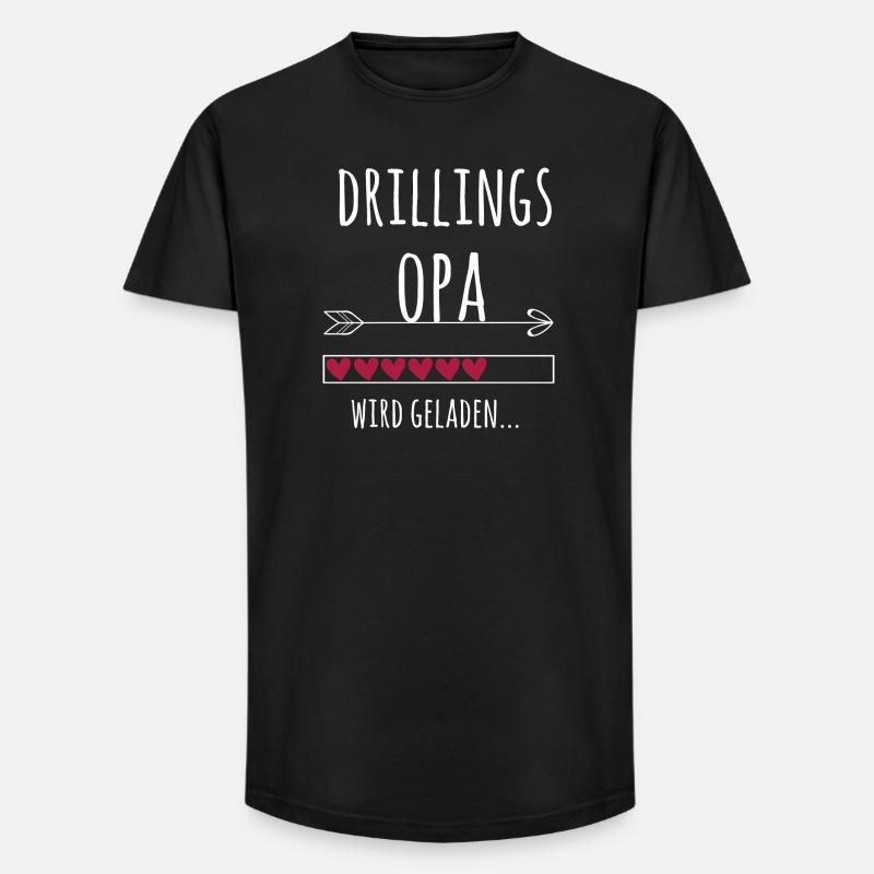 werdender Opa Drillinge Schwangerschaft Geschenk - Long Fit Männer T-Shirt - Schwarz