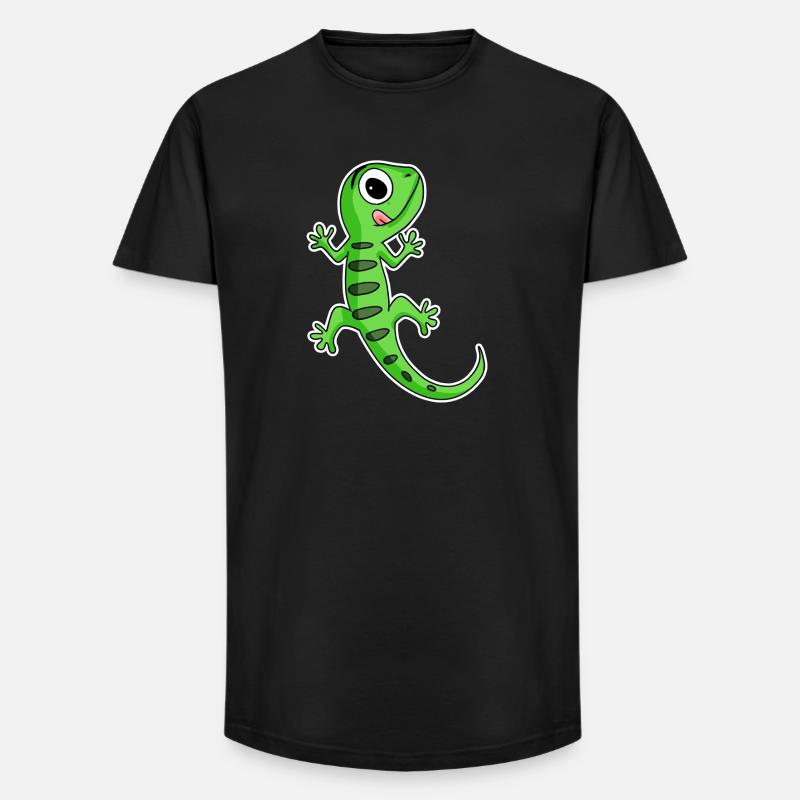 Gecko Eidechse - Long Fit Männer T-Shirt - Schwarz