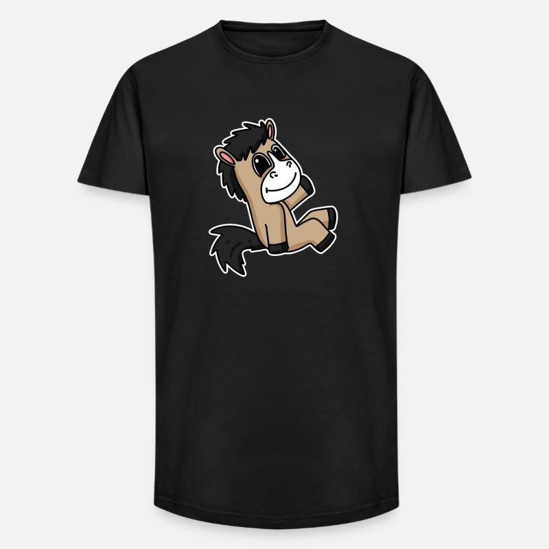 Pferd Pferde Hauspferd - Long Fit Männer T-Shirt - Schwarz