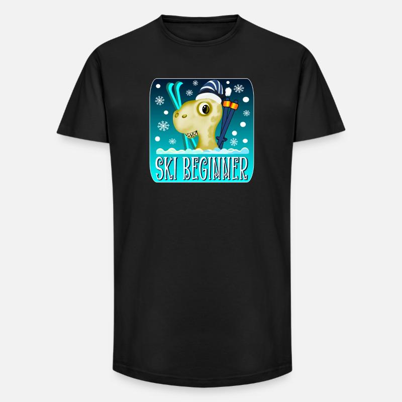 SKI BEGINNER - WINTER DINOSAURIER - Long Fit Männer T-Shirt - Schwarz