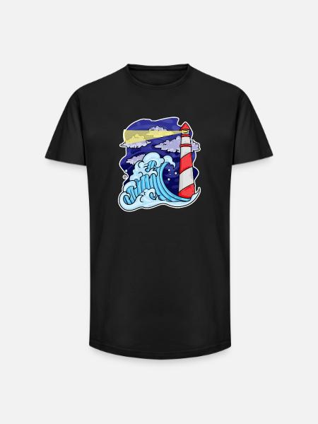 Lighthouse Coast Sea Sea - Long Fit Men's T-Shirt - black