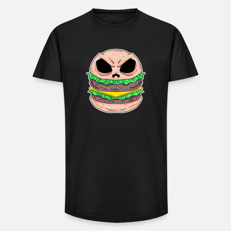 Schädel Burger - Long Fit Männer T-Shirt - Schwarz