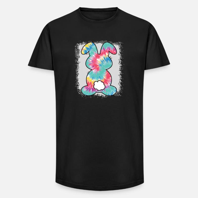Tie Dye Rabbit Bleached Easter - Long Fit Men's T-Shirt - black