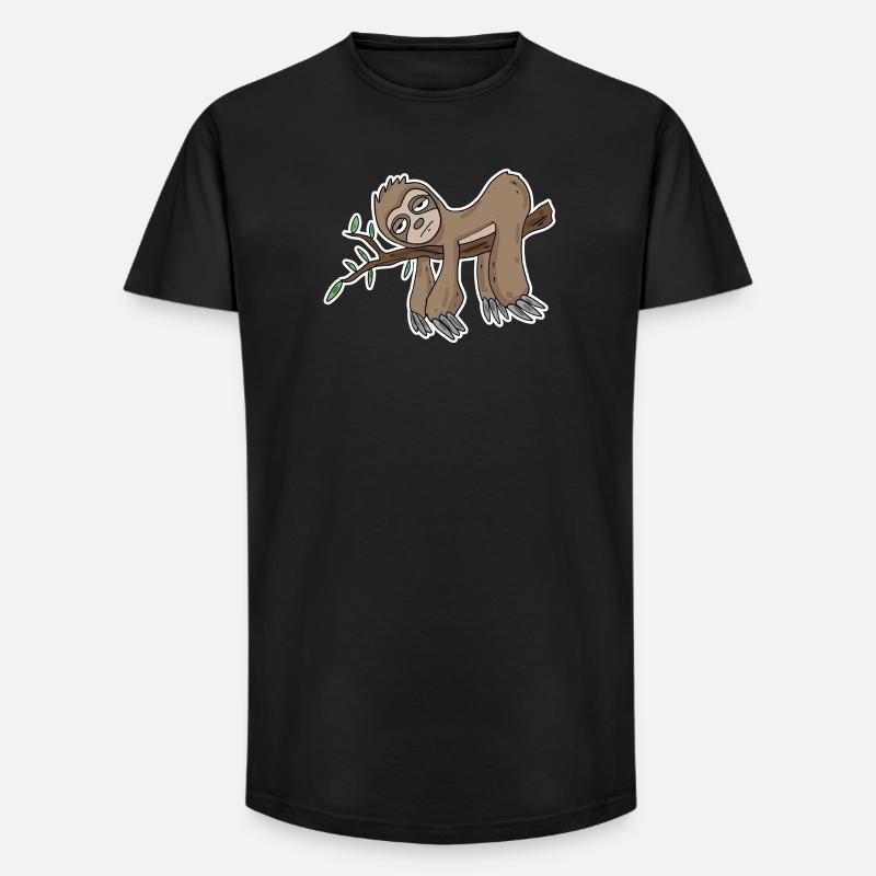 Faultier - Long Fit Männer T-Shirt - Schwarz