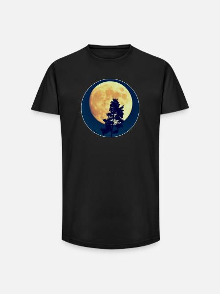 Moonlit Night Forest Silhouette - Long Fit Men's T-Shirt - black