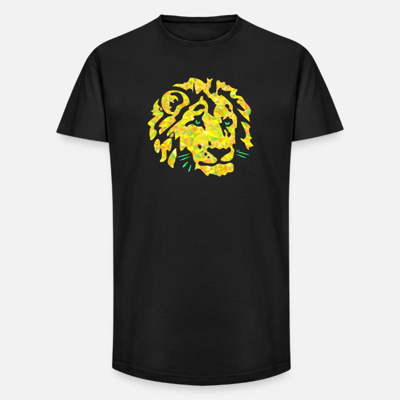 Polygon Löwe Kopf - Long Fit Männer T-Shirt - Schwarz