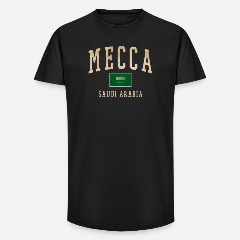 Mecca Saudisches Retro-Emblem - Long Fit Männer T-Shirt - Schwarz