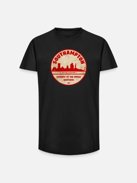Southampton Skyline Abzeichen - Long Fit Männer T-Shirt - Schwarz