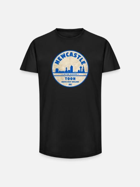 Newcastle Toon Skyline Abzeichen - Long Fit Männer T-Shirt - Schwarz