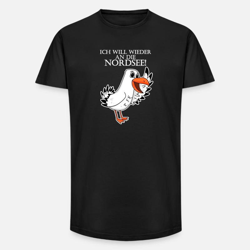 Nordsee Plattdeutsch Spruch Moin Möwe - Long Fit Männer T-Shirt - Schwarz