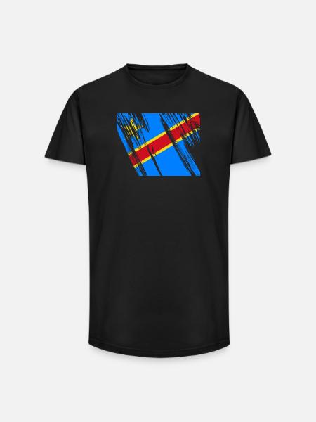 Drapeau du Congo - T-shirt coupe longue homme - noir