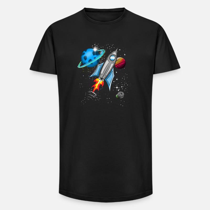 Fusée dans l’espace - T-shirt coupe longue homme - noir