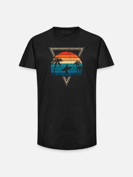 Sunset Surf and Palm Coast - Long Fit Men's T-Shirt - black