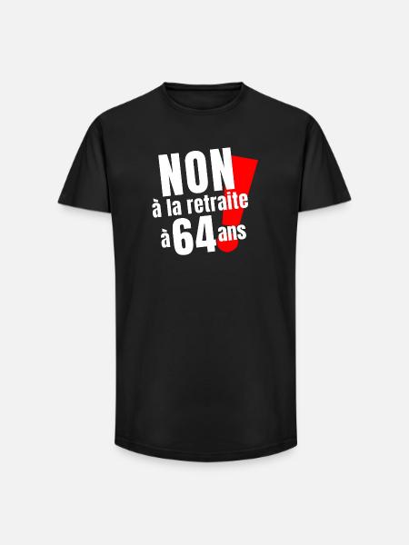 retraite, réforme des retraites, retraité - T-shirt coupe longue homme - noir
