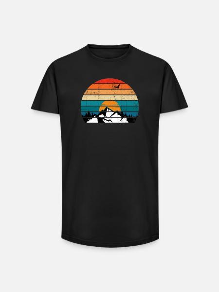Retro Sunset Peak Silhouette - Long Fit Men's T-Shirt - black