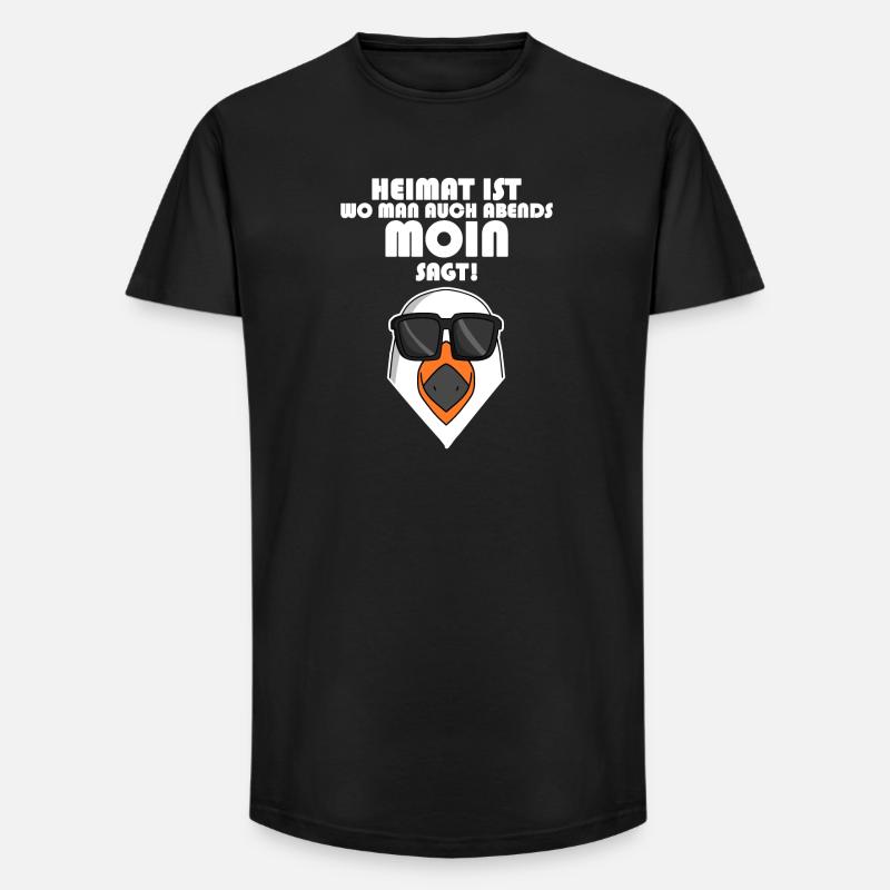 Plattdeutsch Spruch Moin Möwe Nordsee - Long Fit Männer T-Shirt - Schwarz