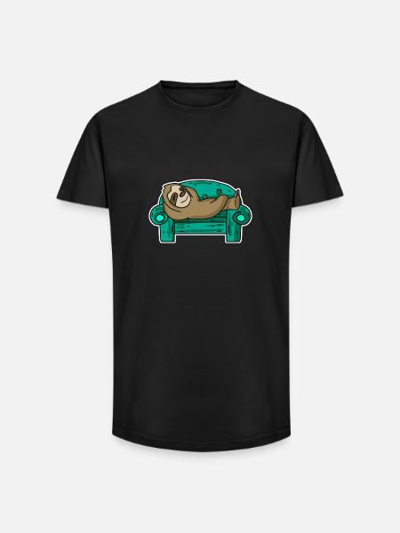 Sloth Lazy - Long Fit Men's T-Shirt - black
