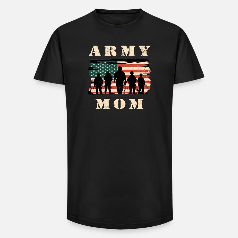 Armee Mutter mit USA Flagge - Long Fit Männer T-Shirt - Schwarz