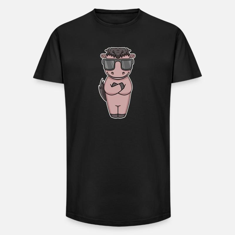 Pferd mit Sonnenbrille - Long Fit Männer T-Shirt - Schwarz