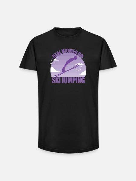 Skispringen Skispringerin Wintersport Geschenk - Long Fit Männer T-Shirt - Schwarz
