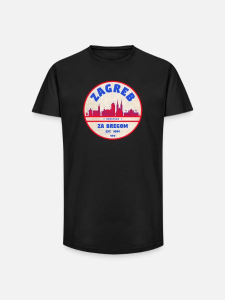 Zagreb Rundlogo Skyline Retro - Long Fit Männer T-Shirt - Schwarz