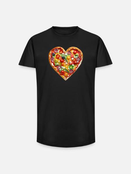 Herzpizza Farbenvielfalt - Long Fit Männer T-Shirt - Schwarz