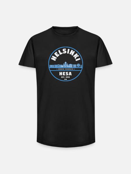 Helsinki Finnland Skyline Badge - Long Fit Männer T-Shirt - Schwarz
