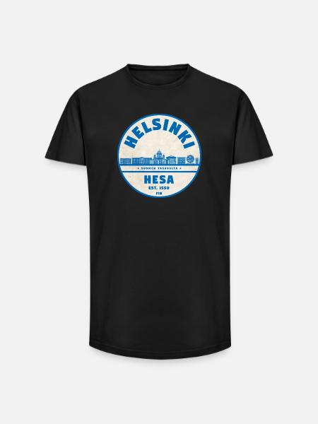Helsinki Skyline Emblem 1550 - Long Fit Men's T-Shirt - black
