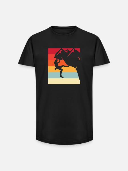Climbing hero in retro sunset - Long Fit Men's T-Shirt - black