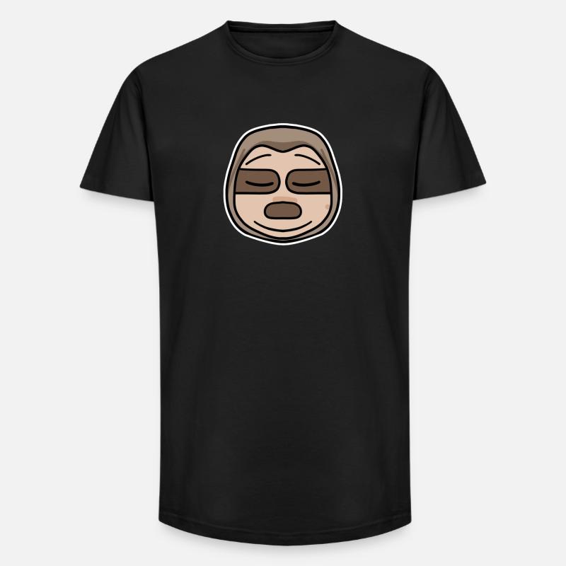 Faultier Kopf - Long Fit Männer T-Shirt - Schwarz