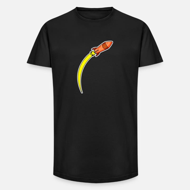 Rakete Orange - Long Fit Männer T-Shirt - Schwarz
