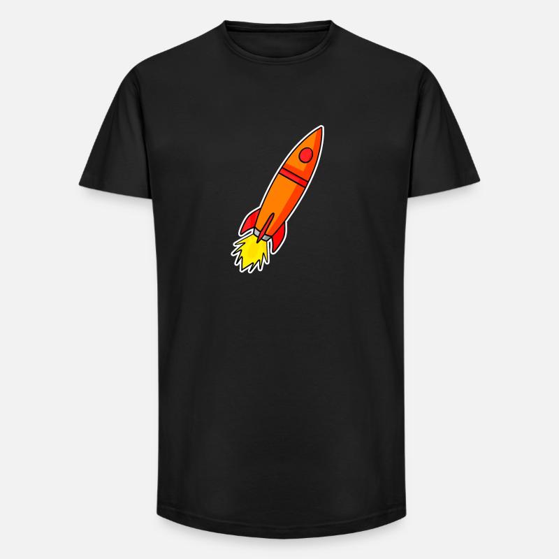 Fusée Orange - T-shirt coupe longue homme - noir