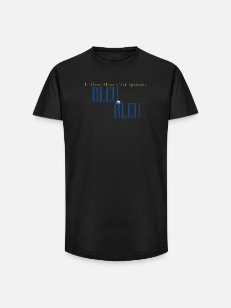 Bleu Fleur Épanouie Artwork - Long Fit Men's T-Shirt - black