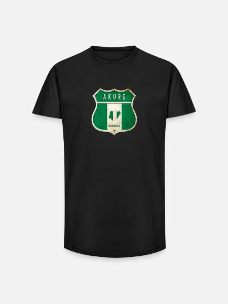 Design du drapeau d'Akure Nigeria - T-shirt coupe longue homme - noir