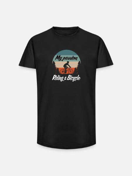 My Passion Riding a Bicycle Retro Sunset - Long Fit Men's T-Shirt - black